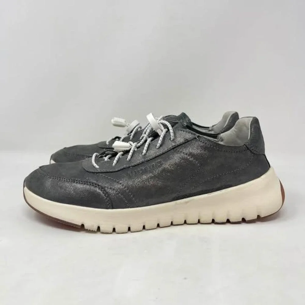Vionic Uptown Leather Loafer Sneakers Gray Metallic Women 8 Orthotic Support